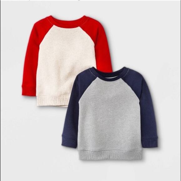 Cat & Jack Toddler Sweatshirt size 4T Boys 2pk Fleece Crew Neck Pullover NWT - Picture 7 of 7